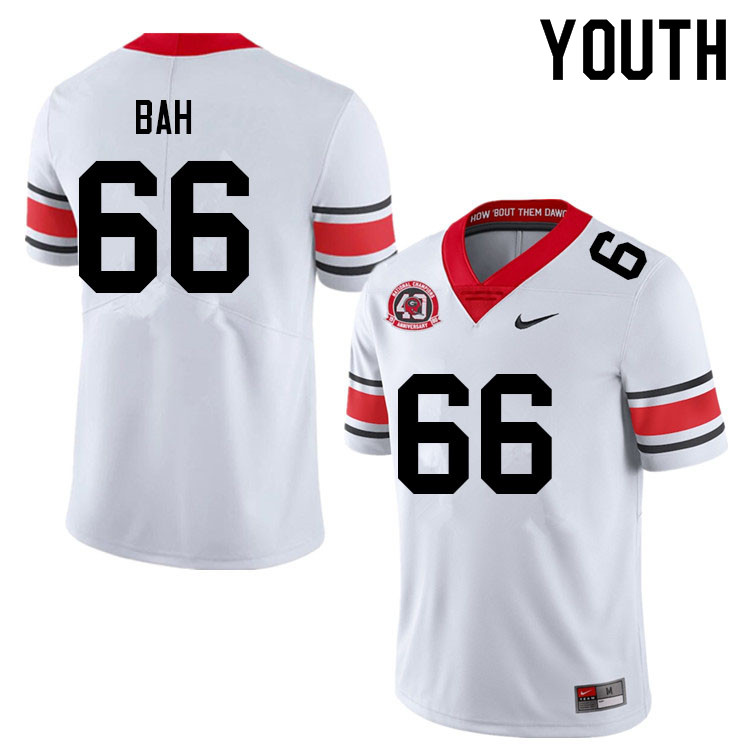 Georgia Bulldogs Youth Aliou Bah #66 White 1980 National Champions 40th Anniversary Stitched College UGA Football Jersey 23WJ017UI